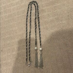 WHBM Elegant Silver and Black Tassel Necklace